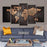 Black World Map Panel on Canvas